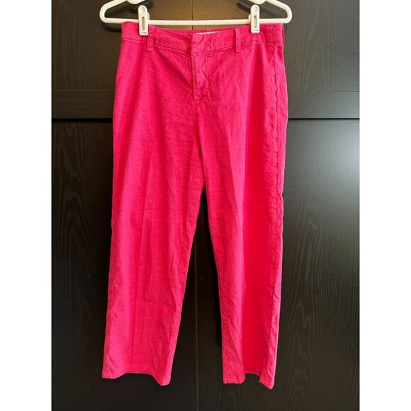 Frank & Eileen Women's Linen Blend Kinsale Cropped Trouser Pants Size 2 Pink - Picture 1 of 7